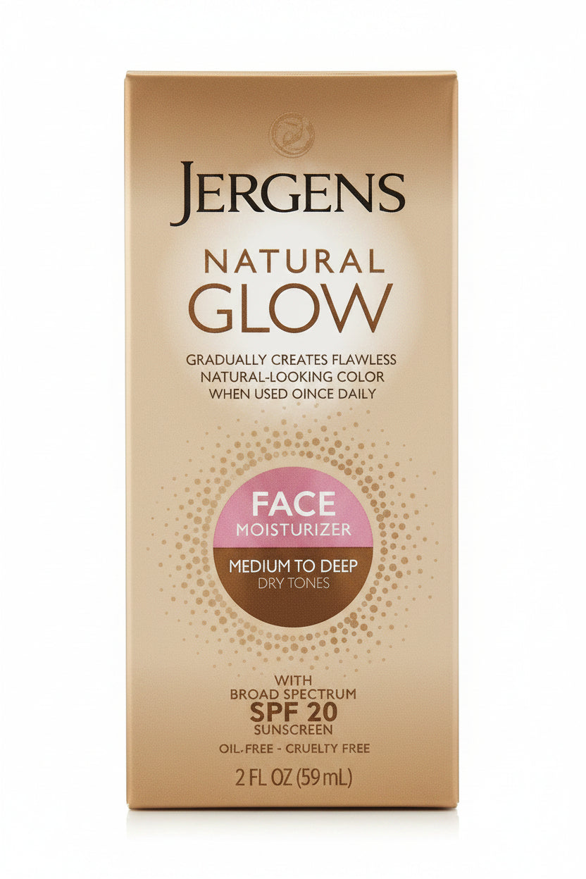 Jergens Glow Face Moisturizer Self Tanner Daily Sunscreen Medium To Deep