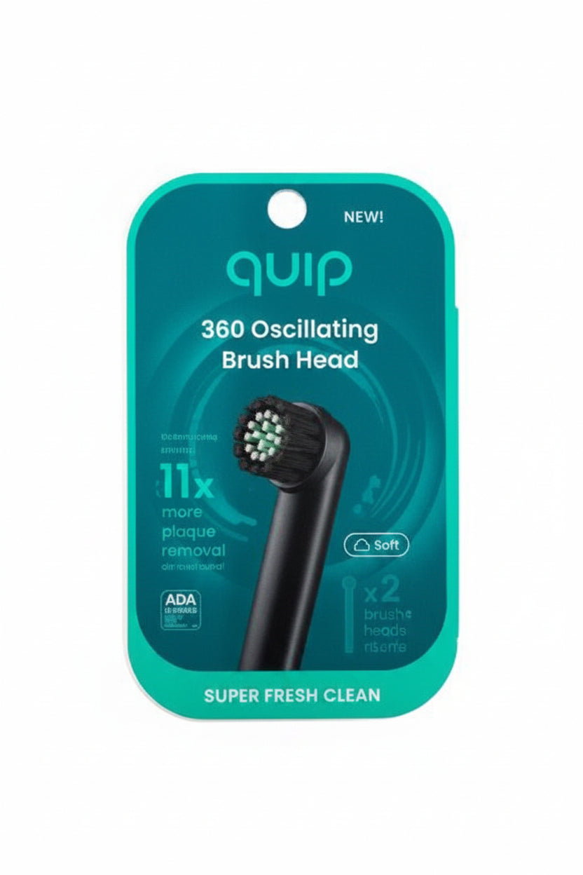 quip Rev Oscillating Brush Head Refill- Black - 2pk