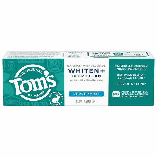 Tom’s of Maine Whiten+ Deep Clean Whitening Toothpaste with Fluoride - Peppermint 2 Pack