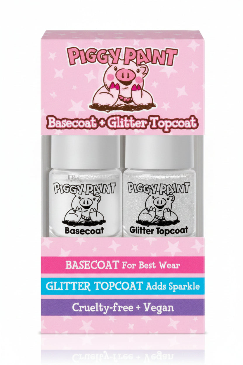 Piggy Paint Basecoat + Shine Topcoat Nail Polish Set - 2ct