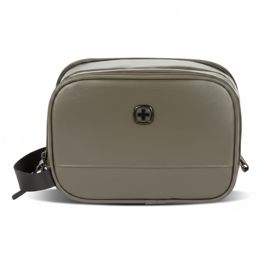 SWISSGEAR Dopp Kit Toiletry Bag - Olive Green: Multiple Compartments, Polyurethane, Solid Pattern