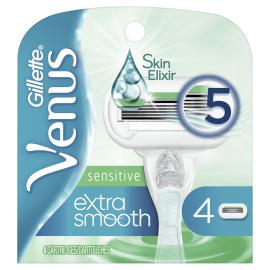 Venus Extra Smooth Sensitive 5-Blade Women's Razor Blade Refills - 4ct: Whole Body, All Hair Types, Sensitive Skin