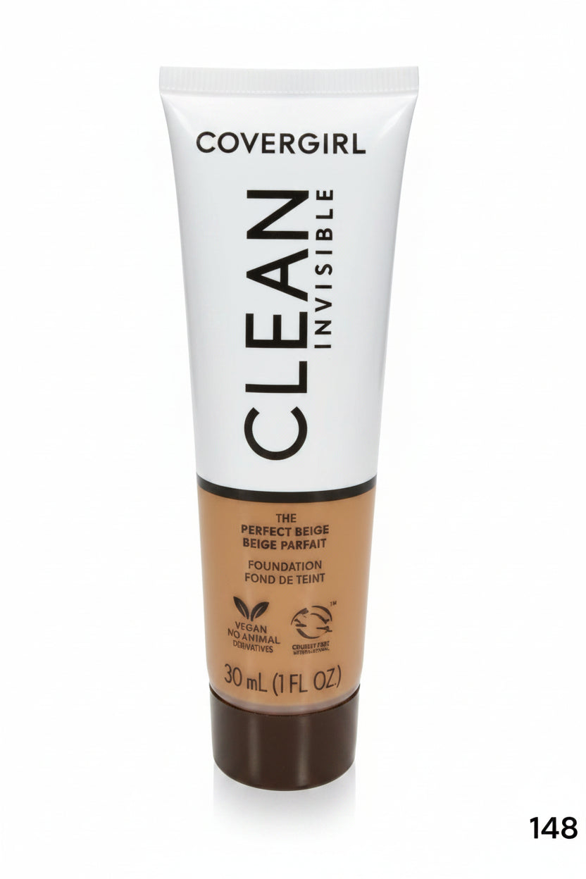 COVERGIRL Clean Invisible Foundation - Perfect Beige - 1 fl oz: Liquid, Buildable, Finish, Warm Undertone
