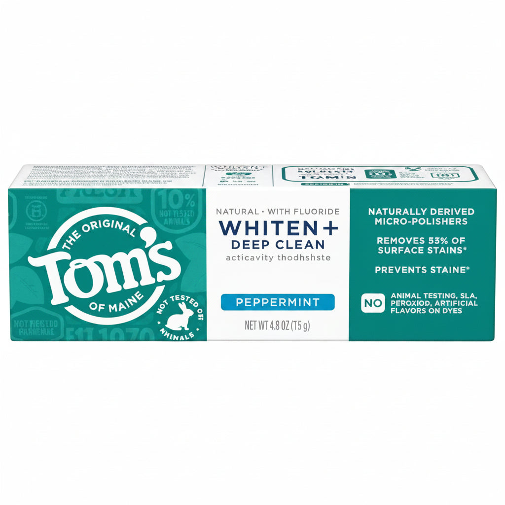 Tom’s of Maine Whiten+ Deep Clean Whitening Toothpaste with Fluoride - Peppermint 2 Pack