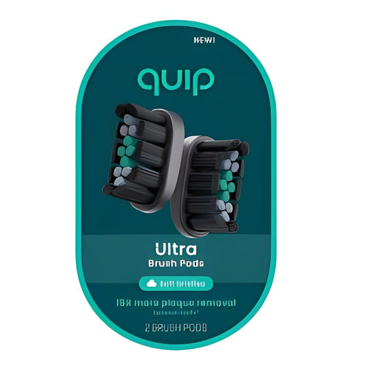 quip EasyClick Replacement Brush Pod Heads for quip Ultra and Ultra Lite Sonic Electric Toothbrushes - Black - 2pk