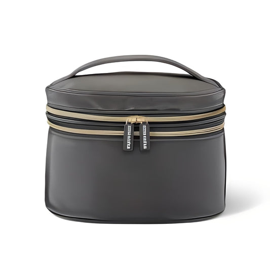 Sonia Kashuk Double Zip Travel Train Case Makeup Bag: Polyurethane, 2 Compartments, Zipper Closure