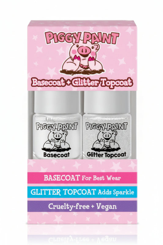 Piggy Paint Basecoat + Shine Topcoat Nail Polish Set - 2ct