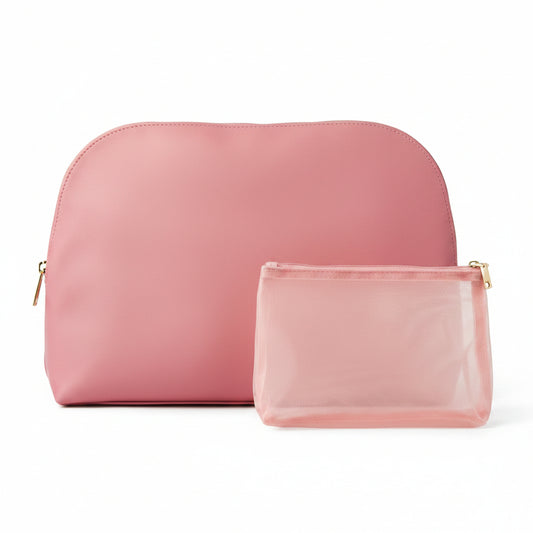 Sonia Kashuk Large Travel Makeup and Toiletry Bag Set - 2pc - Pink: Polyurethane Material, 2 Compartments, Zipper Closure