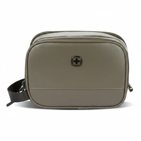 SWISSGEAR Dopp Kit Toiletry Bag - Olive Green: Multiple Compartments, Polyurethane, Solid Pattern