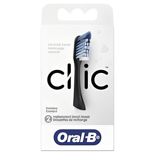 Oral-B Clic Toothbrush Ultimate Clean Replacement Brush Heads - Black - 2ct: Soft Nylon Bristles, 8.543" Length