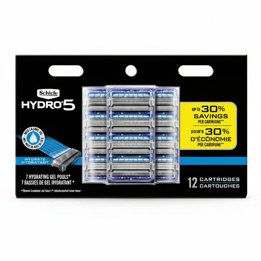 Schick Hydro Dry Skin Men's Razor Refills - 12ct: For All Hair Types, 5-Blade, Face Application
