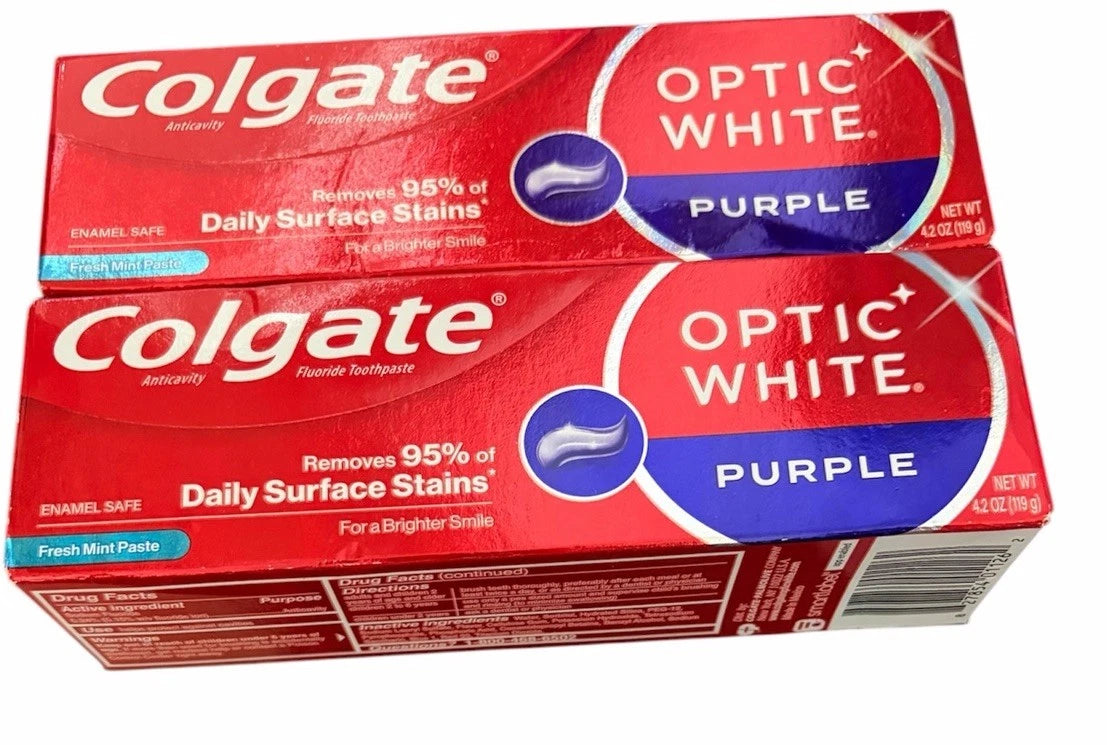 Colgate Optic White Purple Toothpaste for Teeth Whitening - 2 pack