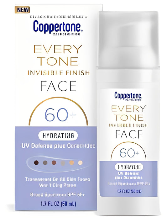 Coppertone Hydrating Every Tone Face - SPF 60+ - 1.7 fl oz: Paraben-Free, Dye-Free, Lotion, Unscented